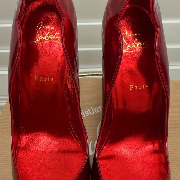 CHRISTIAN LOUBOUTIN Hot Chick 100 metallic patent red pumps 42 - Picture 8 of 12